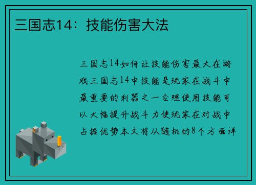 三国志14：技能伤害大法